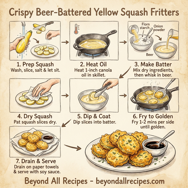 Crispy Beer-Battered Yellow Squash Fritters instructions