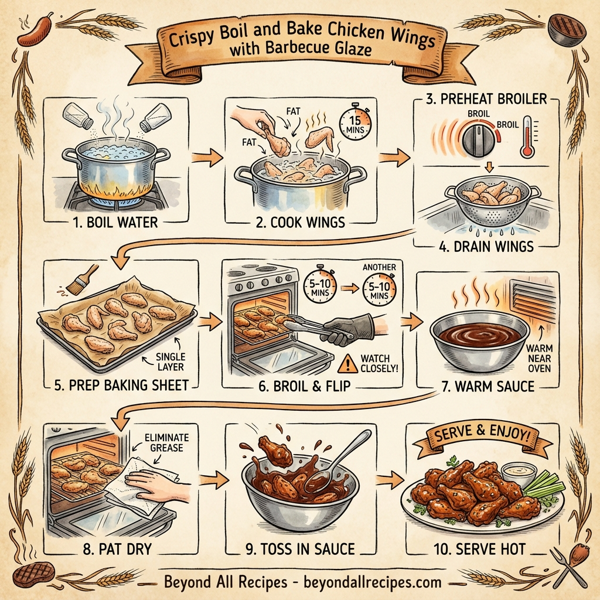 Crispy Boil and Bake Chicken Wings with Barbecue Glaze instructions