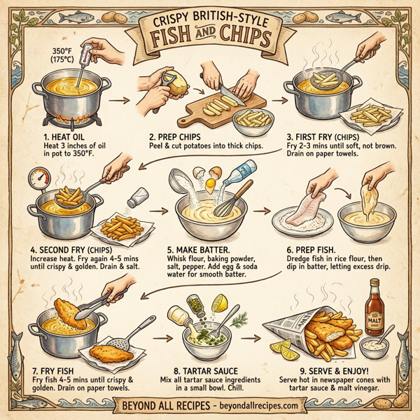 Crispy British-Style Fish and Chips instructions