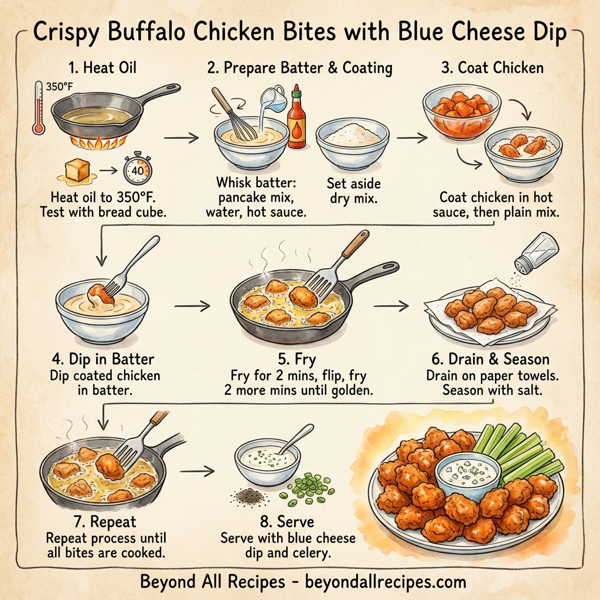 Crispy Buffalo Chicken Bites with Blue Cheese Dip instructions