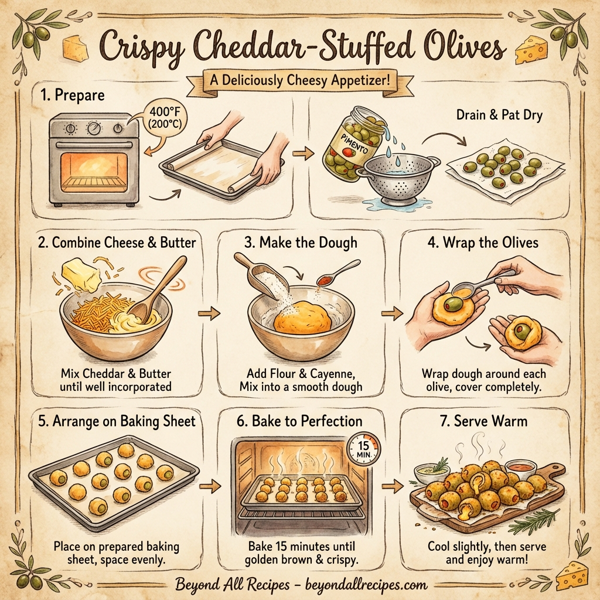 Crispy Cheddar-Stuffed Olives instructions