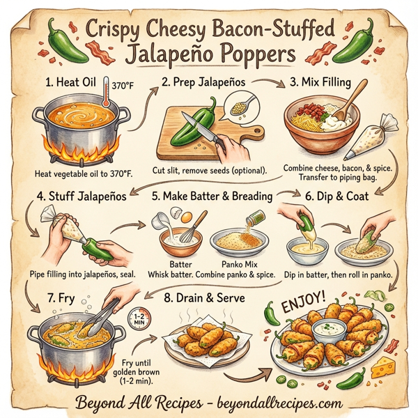 Crispy Cheesy Bacon-Stuffed Jalapeño Poppers instructions