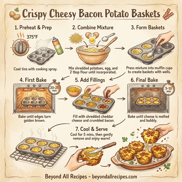 Crispy Cheesy Bacon Potato Baskets instructions