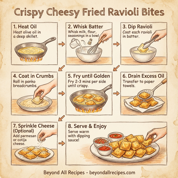 Crispy Cheesy Fried Ravioli Bites instructions