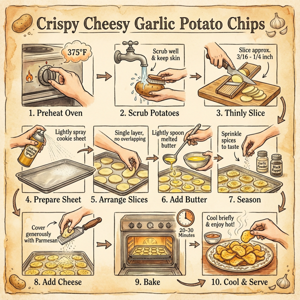 Crispy Cheesy Garlic Potato Chips instructions
