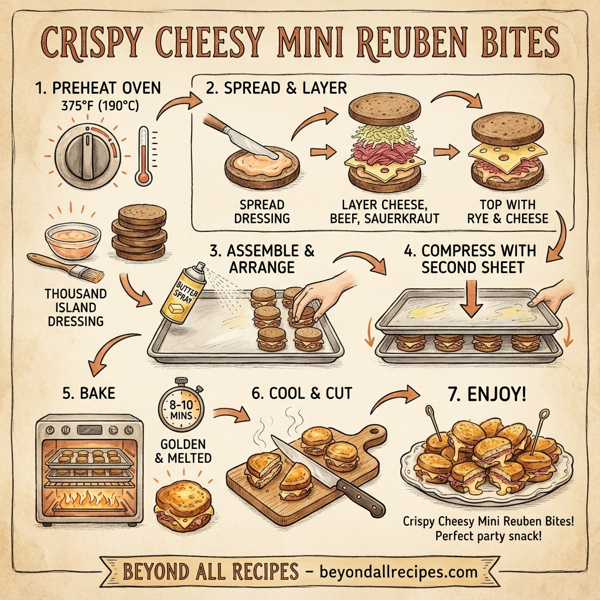 Crispy Cheesy Mini Reuben Bites instructions