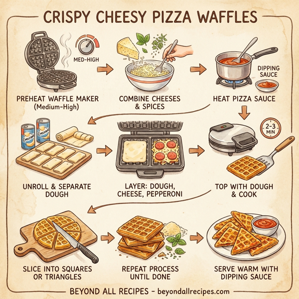 Crispy Cheesy Pizza Waffles instructions