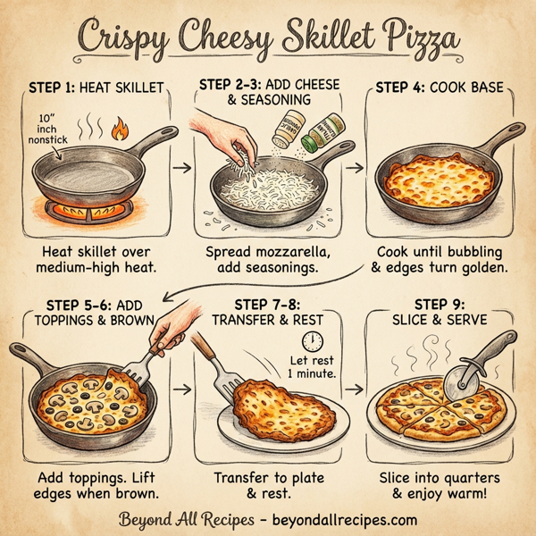Crispy Cheesy Skillet Pizza instructions