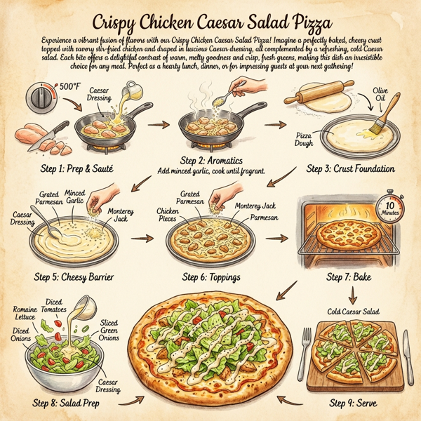 Crispy Chicken Caesar Salad Pizza instructions