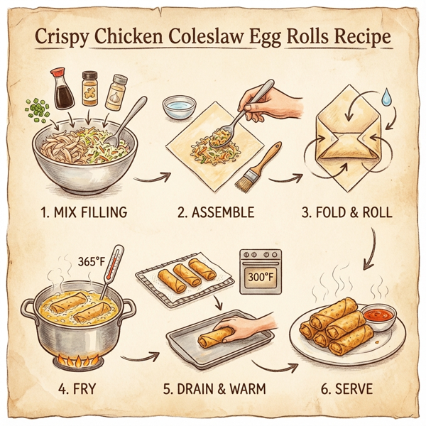 Crispy Chicken Coleslaw Egg Rolls instructions