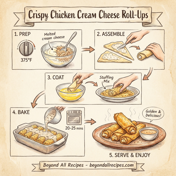 Crispy Chicken Cream Cheese Roll-Ups instructions