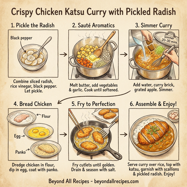 Crispy Chicken Katsu Curry with Pickled Radish instructions