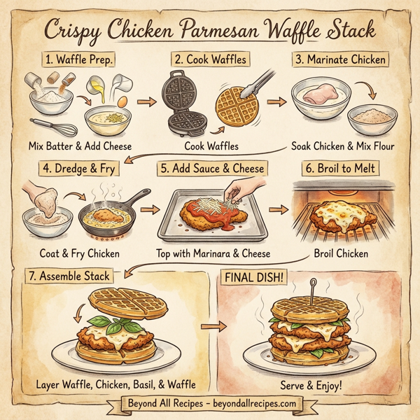 Crispy Chicken Parmesan Waffle Stack instructions