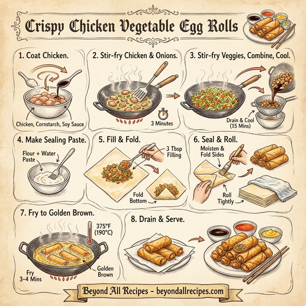 Crispy Chicken Vegetable Egg Rolls instructions
