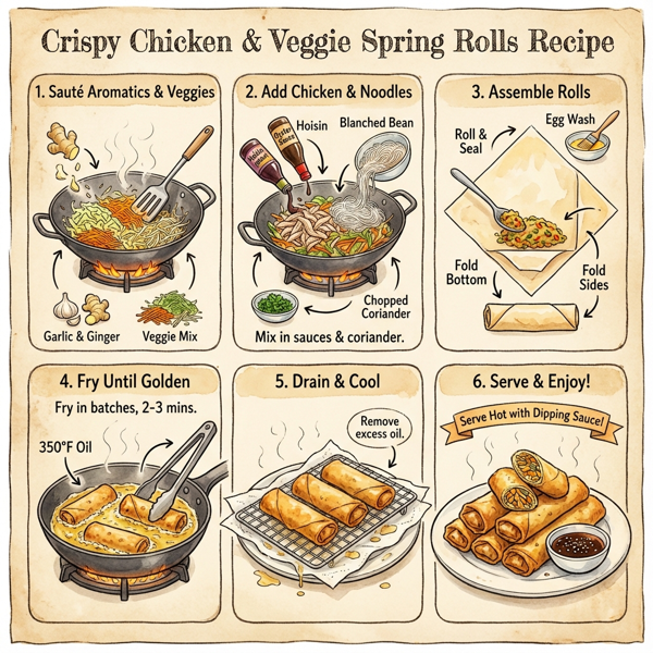 Crispy Chicken & Veggie Spring Rolls instructions