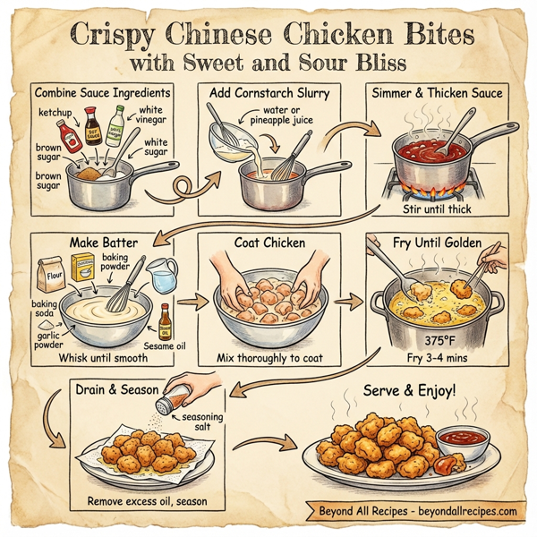 Crispy Chinese Chicken Bites with Sweet and Sour Bliss instructions