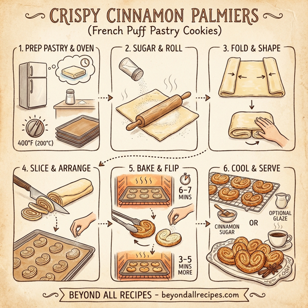 Crispy Cinnamon Palmiers (French Puff Pastry Cookies) instructions