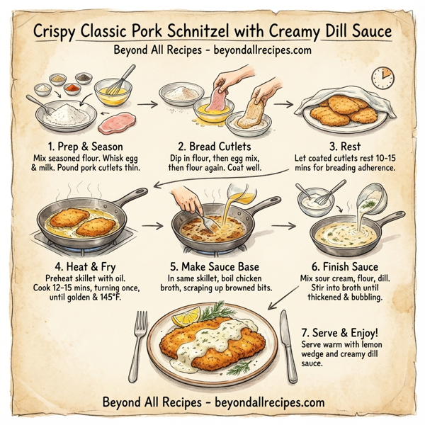 Crispy Classic Pork Schnitzel with Creamy Dill Sauce instructions
