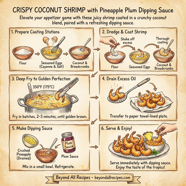 Crispy Coconut Shrimp with Pineapple Plum Dipping Sauce instructions