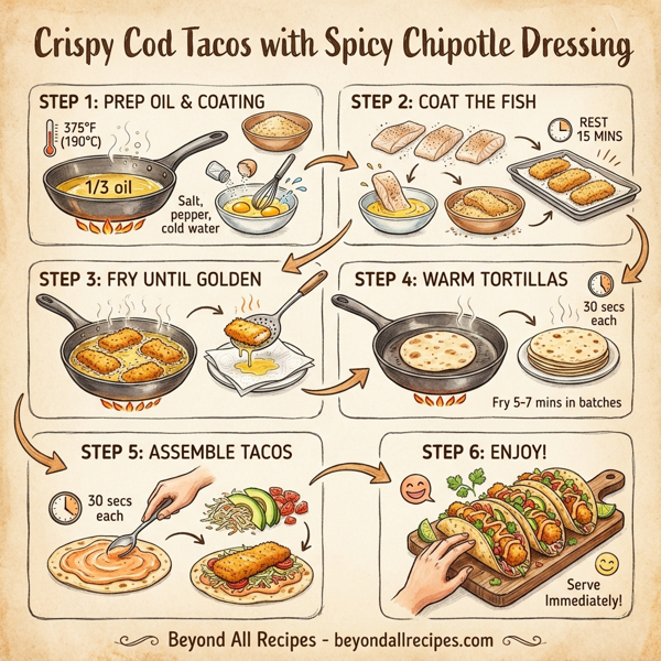 Crispy Cod Tacos with Spicy Chipotle Dressing instructions