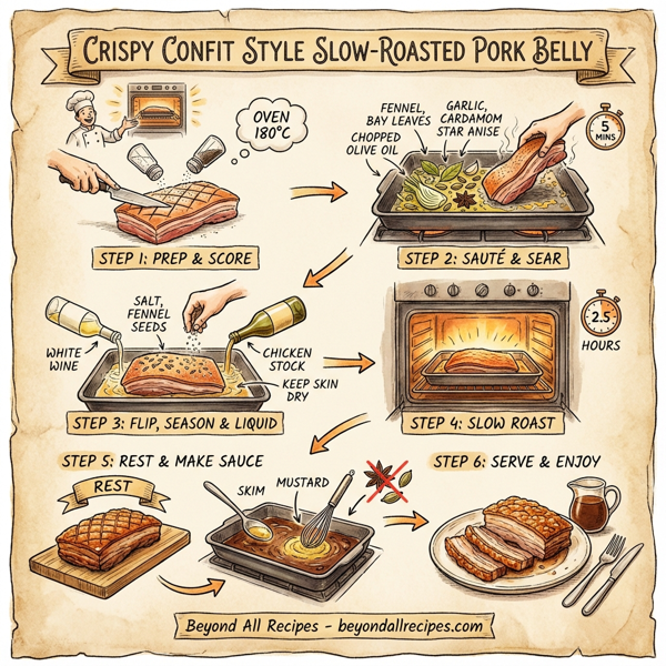 Crispy Confit Style Slow-Roasted Pork Belly instructions