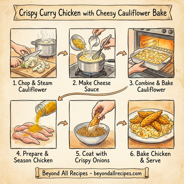 Crispy Curry Chicken with Cheesy Cauliflower Bake instructions