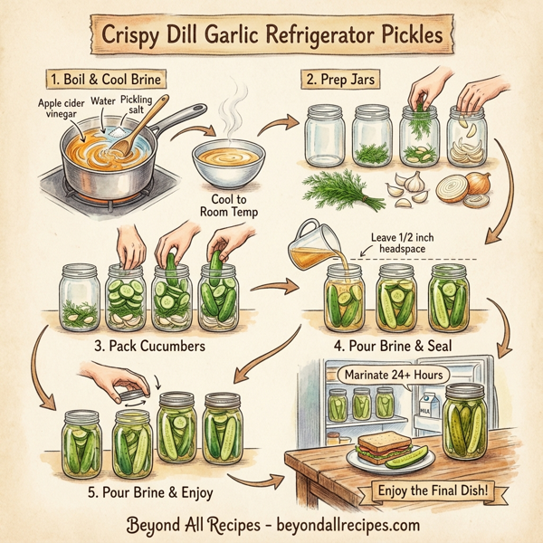 Crispy Dill Garlic Refrigerator Pickles instructions
