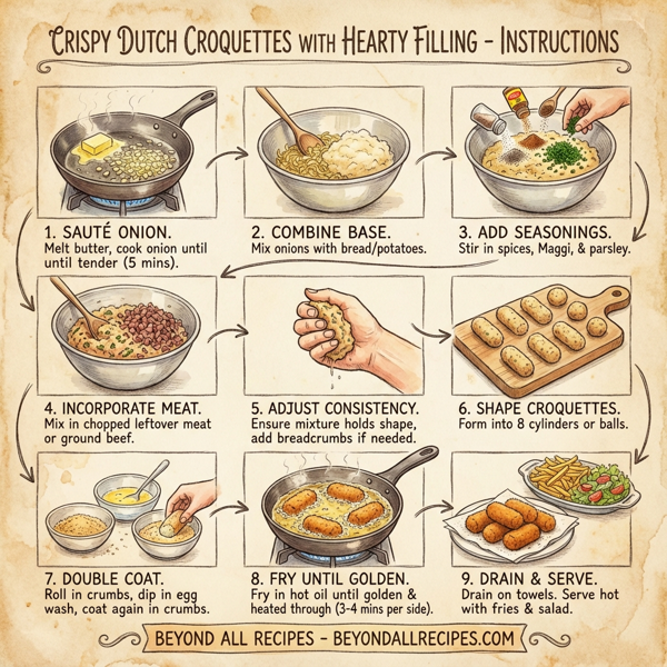 Crispy Dutch Croquettes with Hearty Filling instructions