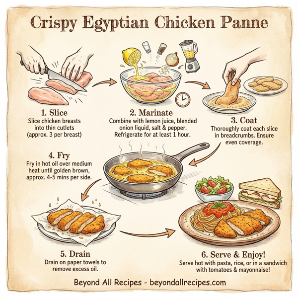 Crispy Egyptian Chicken Panne instructions