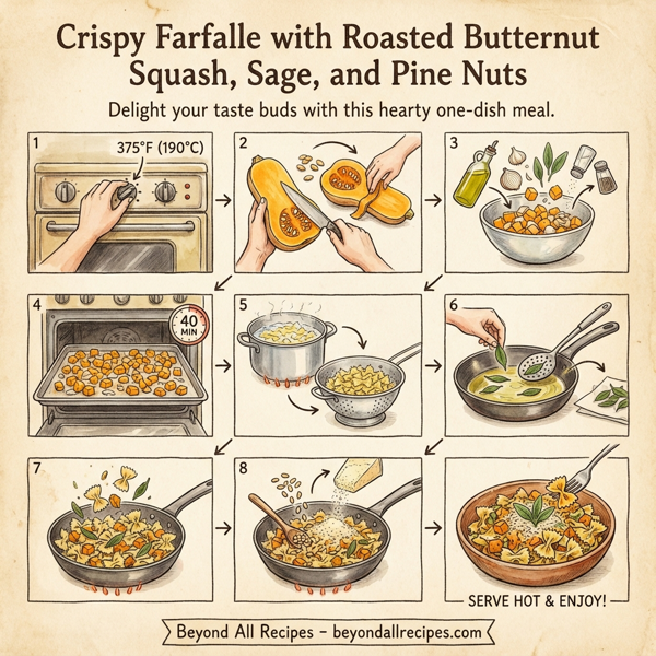 Crispy Farfalle with Roasted Butternut Squash, Sage, and Pine Nuts instructions