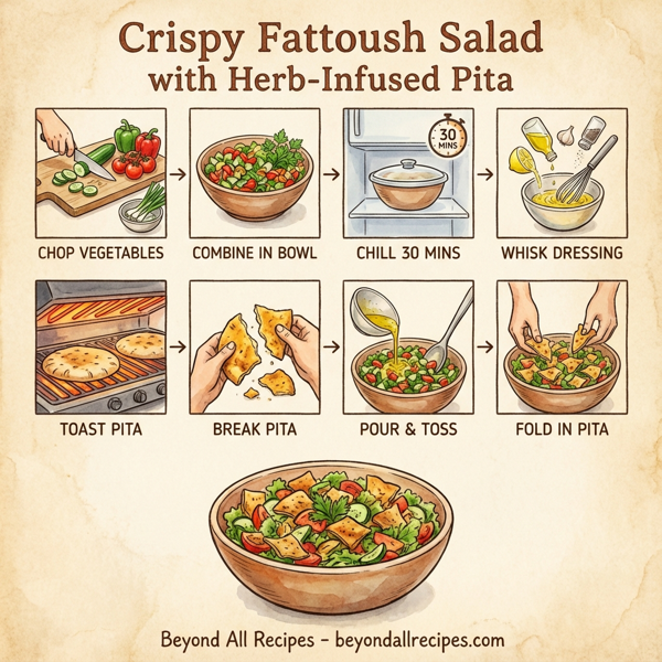 Crispy Fattoush Salad with Herb-Infused Pita instructions