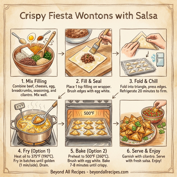 Crispy Fiesta Wontons with Salsa instructions