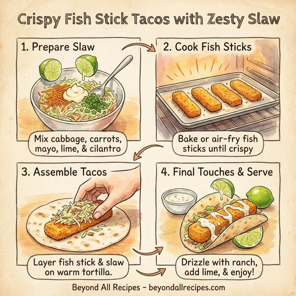 Crispy Fish Stick Tacos with Zesty Slaw instructions