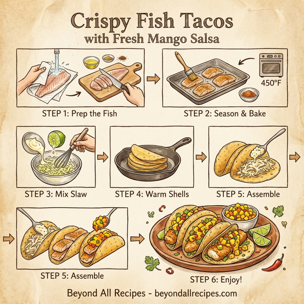 Crispy Fish Tacos with Fresh Mango Salsa instructions