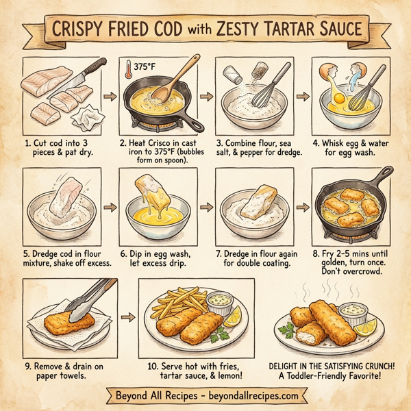 Crispy Fried Cod with Zesty Tartar Sauce instructions