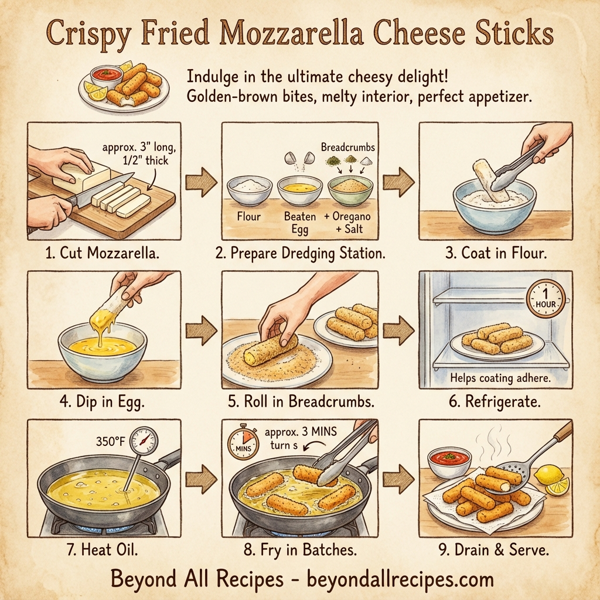 Crispy Fried Mozzarella Cheese Sticks instructions