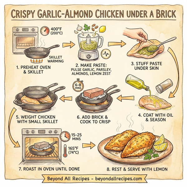 Crispy Garlic-Almond Chicken Under a Brick instructions