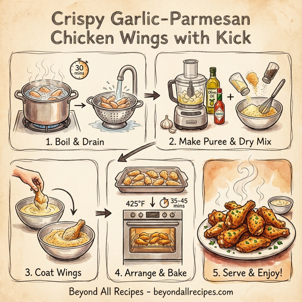 Crispy Garlic-Parmesan Chicken Wings with Kick instructions