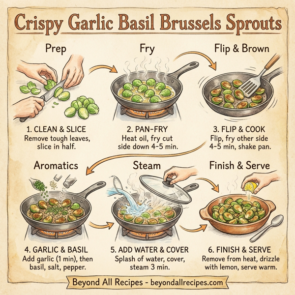 Crispy Garlic Basil Brussels Sprouts instructions