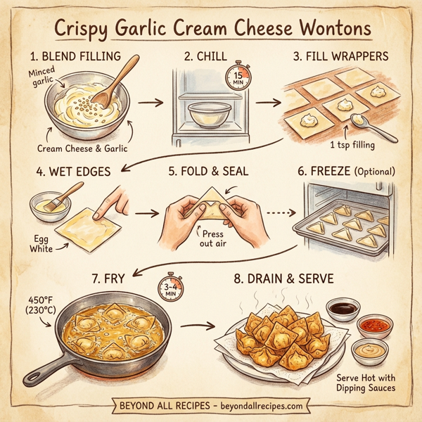 Crispy Garlic Cream Cheese Wontons instructions