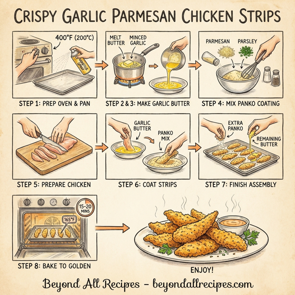 Crispy Garlic Parmesan Chicken Strips instructions