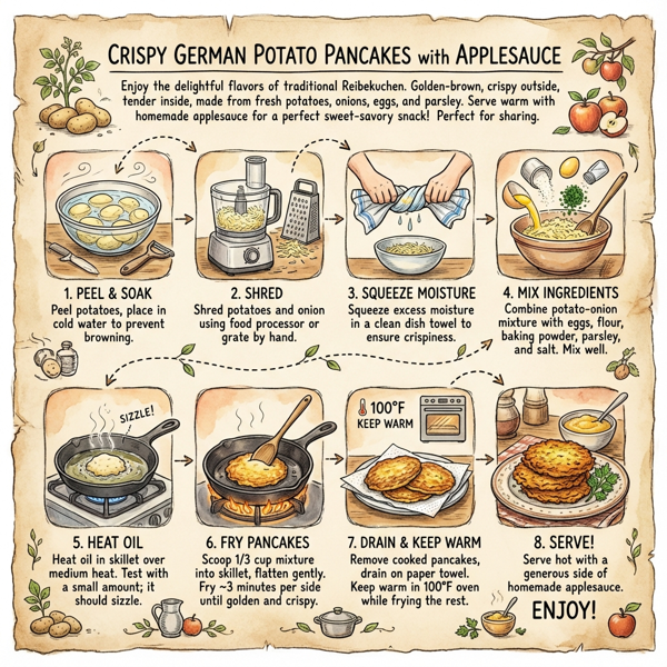 Crispy German Potato Pancakes with Applesauce instructions