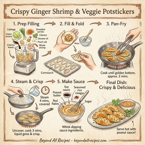 Crispy Ginger Shrimp & Veggie Potstickers instructions