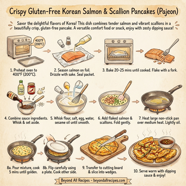 Crispy Gluten-Free Korean Salmon and Scallion Pancakes (Pajeon) instructions