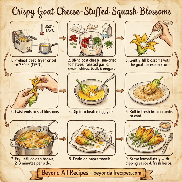 Crispy Goat Cheese-Stuffed Squash Blossoms instructions