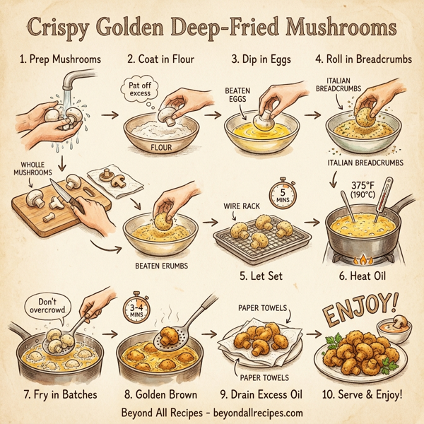 Crispy Golden Deep-Fried Mushrooms instructions