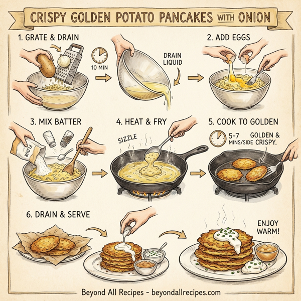 Crispy Golden Potato Pancakes with Onion instructions