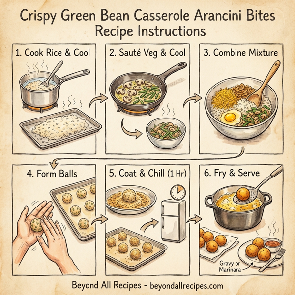 Crispy Green Bean Casserole Arancini Bites instructions