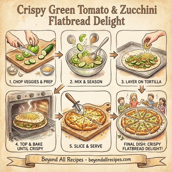 Crispy Green Tomato & Zucchini Flatbread Delight instructions
