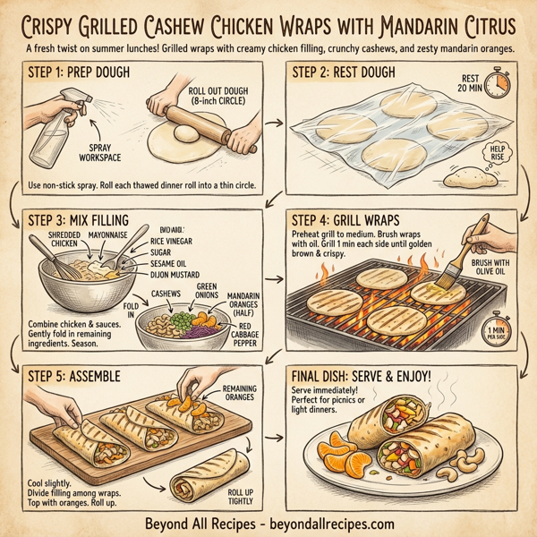 Crispy Grilled Cashew Chicken Wraps with Mandarin Citrus instructions